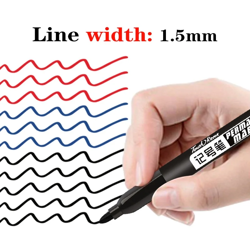 6 unids/set rotulador permanente punta fina 1,5mm punta de fibra negro azul rojo tinta impermeable bolígrafos de Color papelería suministros escolares