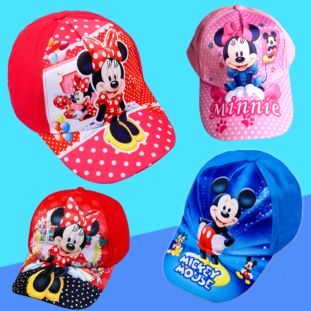 1 pçs nova primavera outono crianças mickey minnie dos desenhos animados boné de beisebol bonés de pico do bebê meninas meninos ajustável crianças princesa chapéus