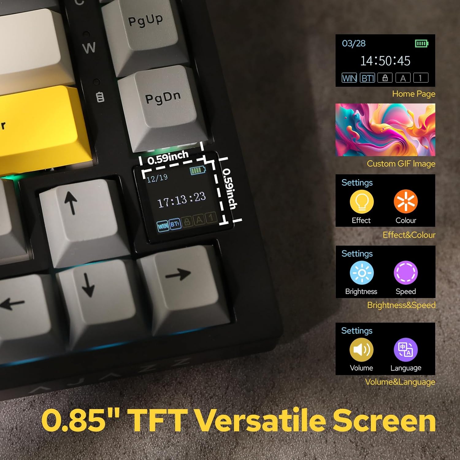 Ajazz ak820/ak820pro teclado mecânico tela tft botão multifuncional teclado para jogos com fio/2.4ghz/bt conectar teclado de pc