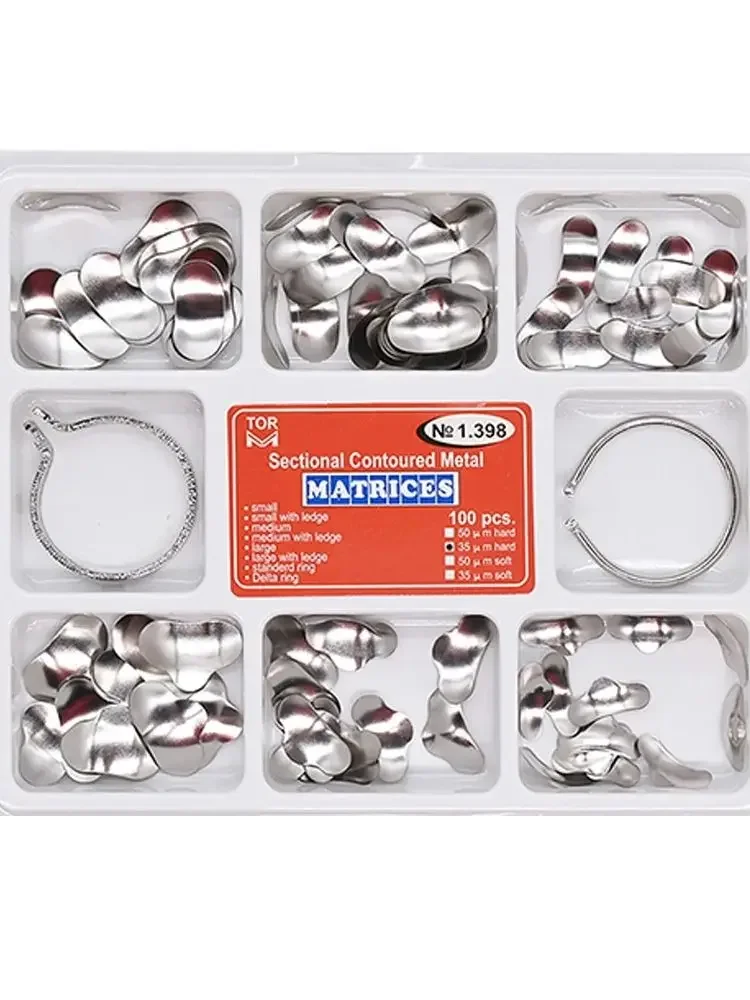 Sistema contorneado de matriz seccional Dental, anillo de separación de sujeción de resina de odontología de Metal, Dental Autoclavable, 100 Uds.