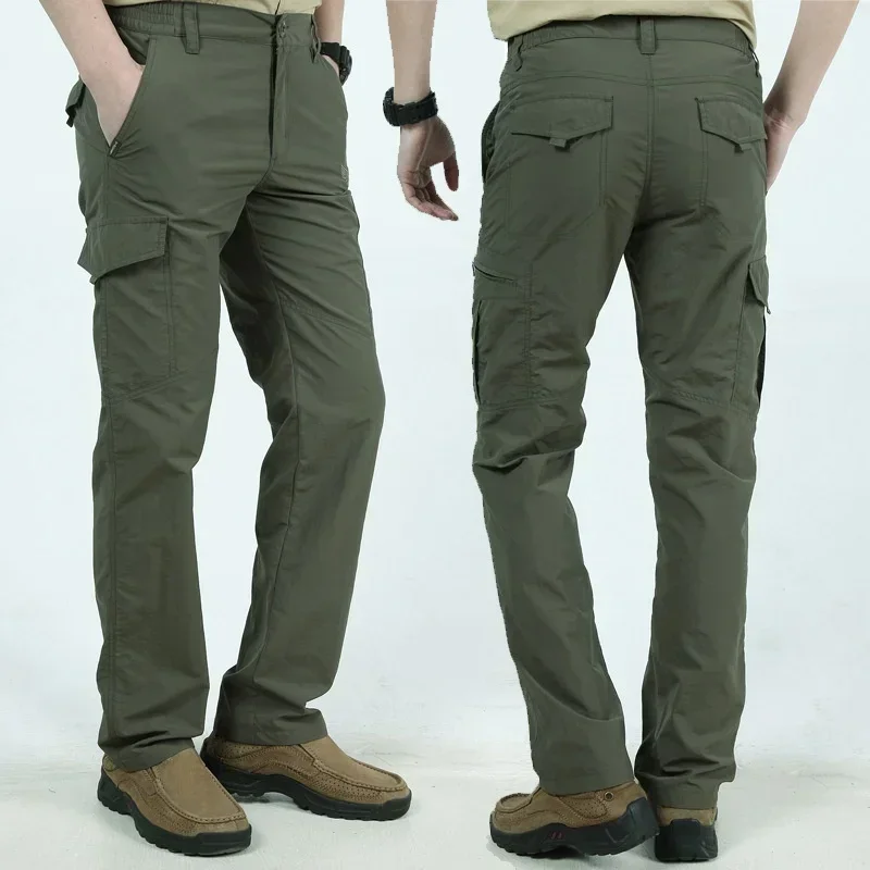 Pantalones largos ligeros e impermeables para hombre, ropa informal de secado rápido, transpirable, ideal para acampar al aire libre, novedad de verano