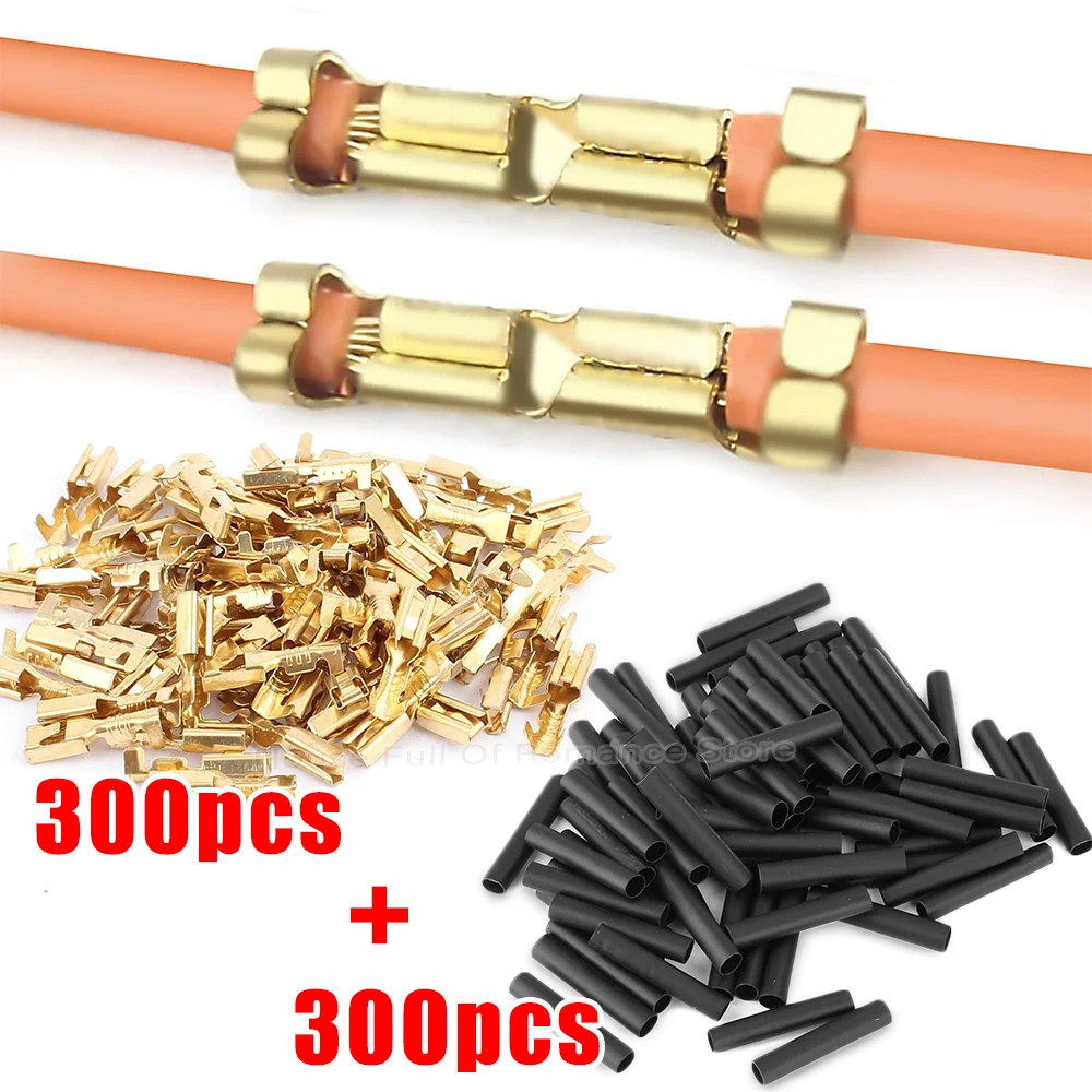 U-Shaped Electrical Wire Connectors Set Crimp Terminals Block for Fast Wiring Cable Lock 0.5-1.5mm² with Heat Shrink Tube Kits