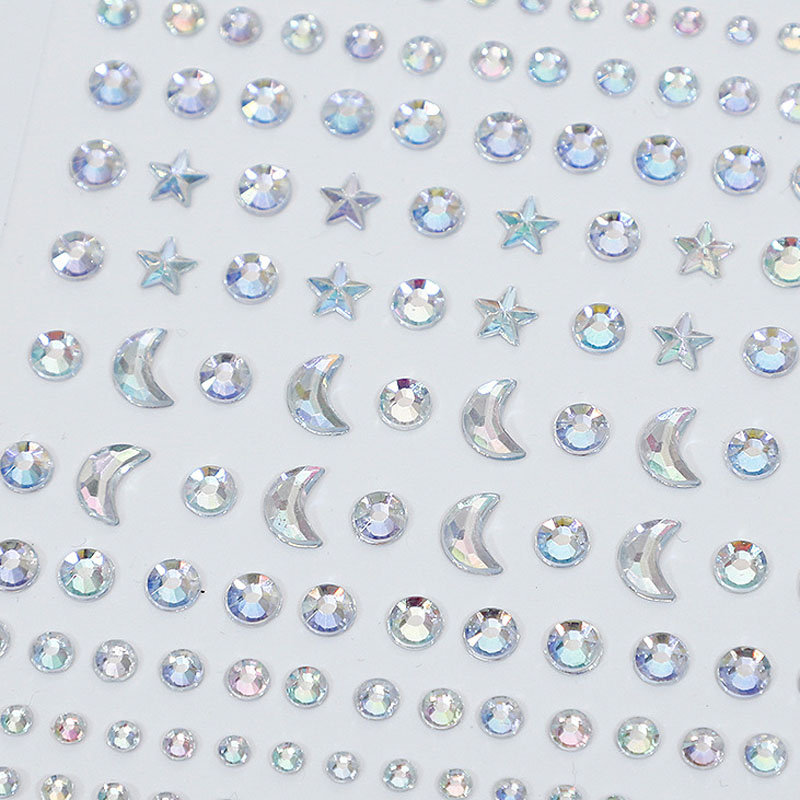 Karsyngirl 1-Blatt-Edelsteine für Augen, Körper, Gesicht, Juwelen, Strass-Aufkleber, selbstklebende Kristall-Regenbogen-Make-up-Diamanten, Gesichtsstab-Edelsteine