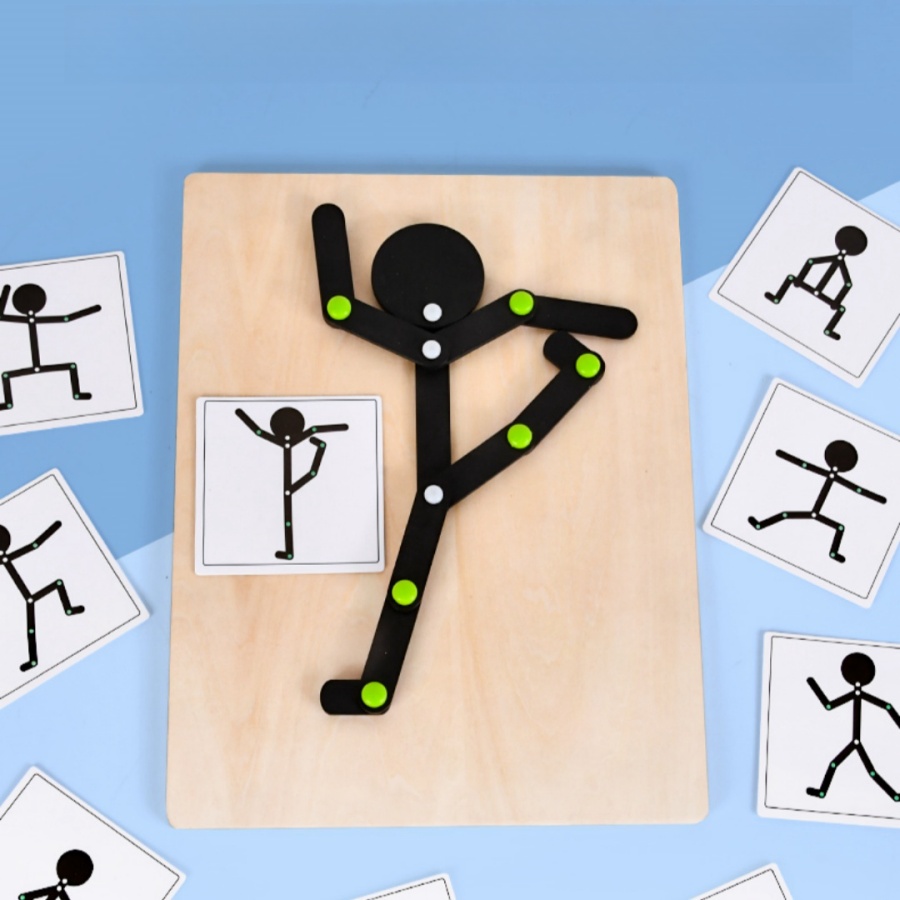 Puzzle, fiammifero, movimento articolare, piccolo gioco da uomo in legno, strumento didattico, giocattolo, Versatile giocattolo per bambini da uomo in legno
