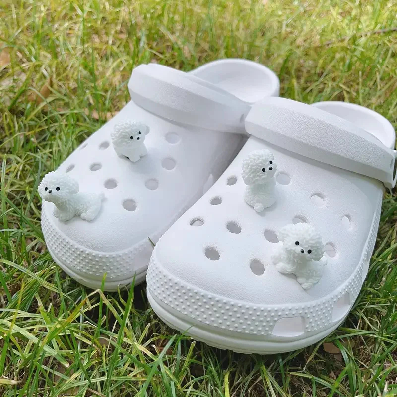 3D น่ารัก Mini Puppy รองเท้าชุดตกแต่งที่ถอดออกได้ Diy Bichon Frise ตุ๊กตาสุนัขอุปกรณ์เสริมใช้สําหรับ Clogs, Holiday Party ของขวัญ