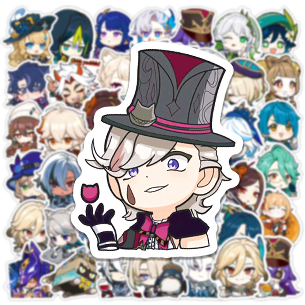 10/30/50 pçs genshin impacto anime dos desenhos animados adesivos jogo decalques bonito diy skate geladeira motocicleta graffiti criança piada adesivo