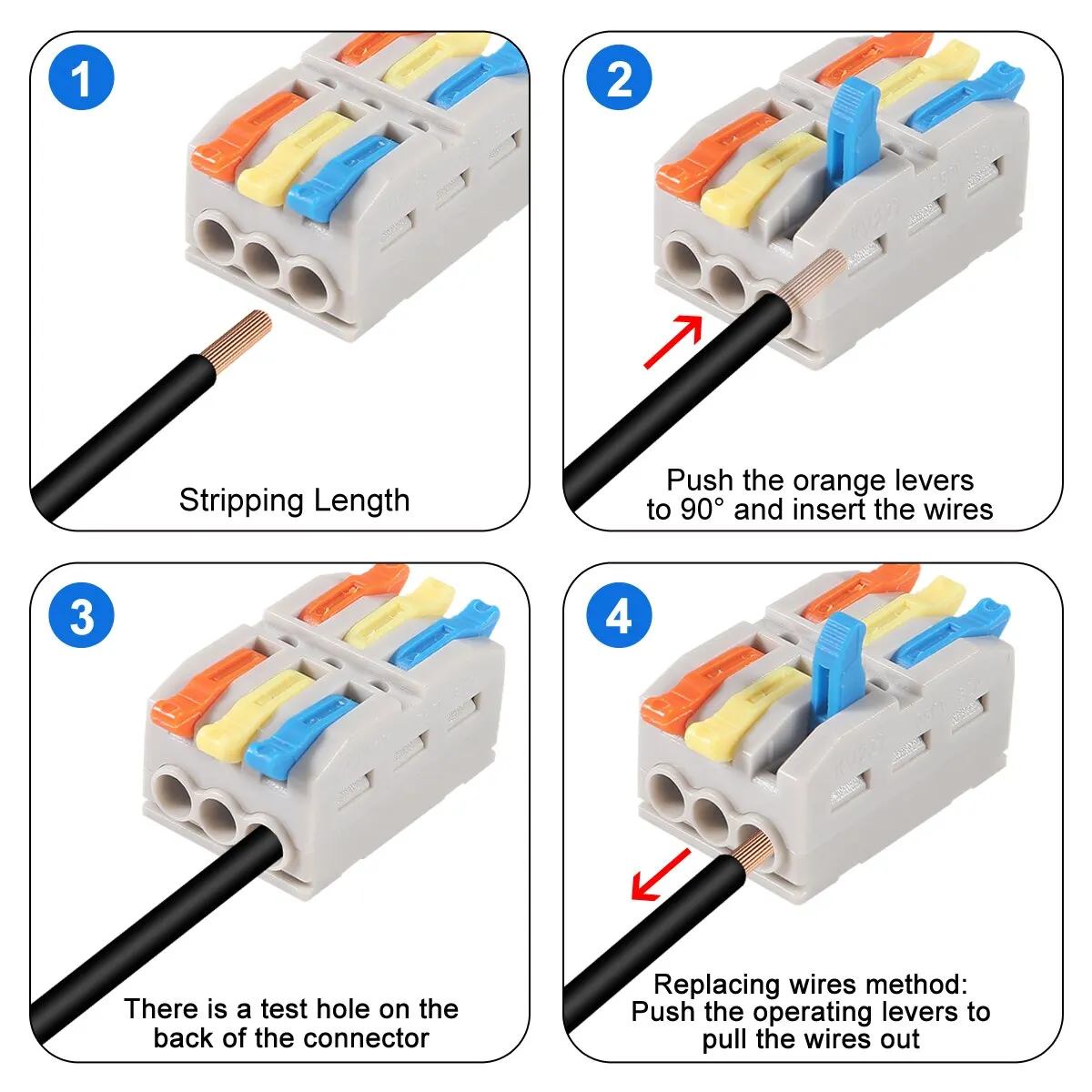 Mini connettore conduttore rapido universale compatto 2/3 pin splicing morsettiera push-in 1 ingresso uscita multipla con foro di fissaggio