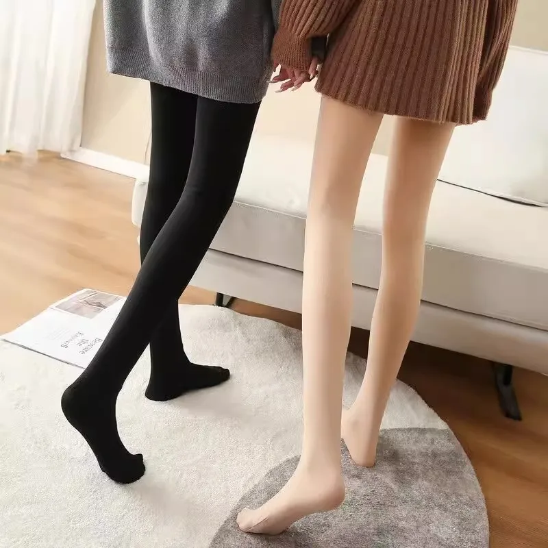 Women Warm Thermal Stockings Winter Velvet Elastic Slim Fleece Tights Pantyhose Thicken Plush High Waist Leggings Stocking Pants