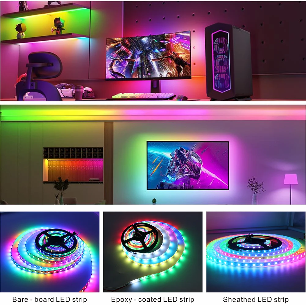 WS2812B Striscia Led 5v 30/60/74/96/144 Led Smart RGB Pixel Strip Nero/Bianco PCB IP30/65/67 WS2811 IC Ha Condotto La Luce 1m/2m/3m/4m/5m