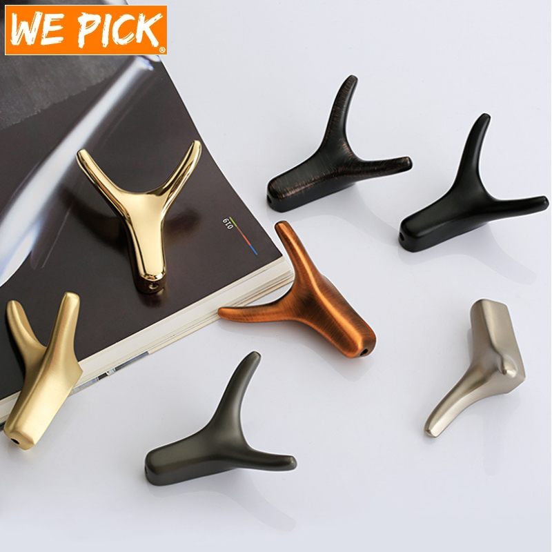 WEPICK 1PC Gold Wall Hooks for Bathroom Kitchen Keys Coat Robe Towel Hook Hanger Zinc Black Small Robe Hooks Bathroom Hardware