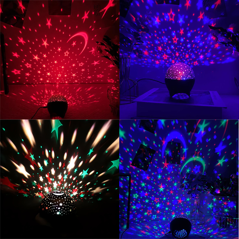 RGB Night Lights LED Projector Light Starry Moon Galaxy Projection Lamp 5V USB for Kids Present Christmas Gift Room Decorations