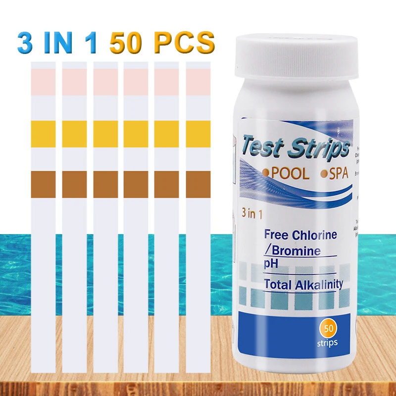 Bộ 50 Clo PH Thử SPA Bể Bơi Bút Thử Nước Giấy Clo Dư Giá Trị PH Độ Kiềm Độ Cứng Thử