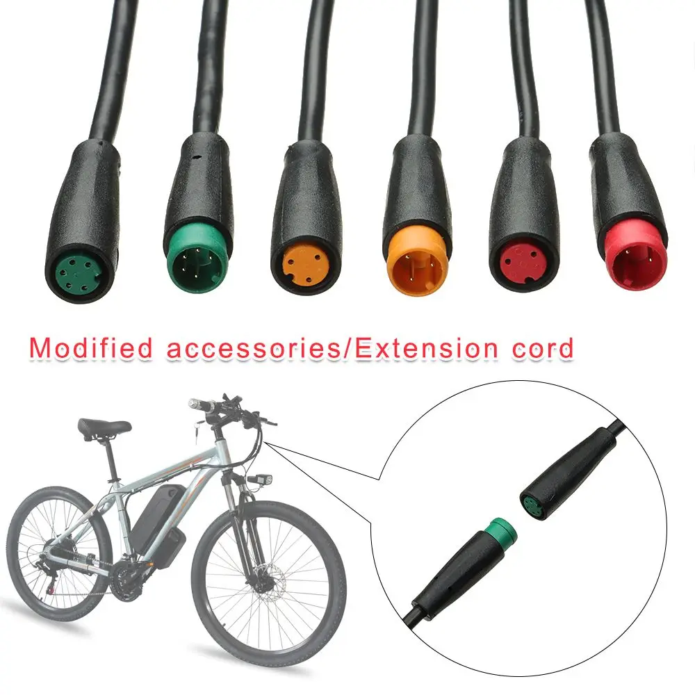 Bafang-電動自転車用防水ベースコネクタ,ディスプレイピン,黒ケーブルアクセサリー,2ピン,3ピン,4ピン,5ピン,6ピン