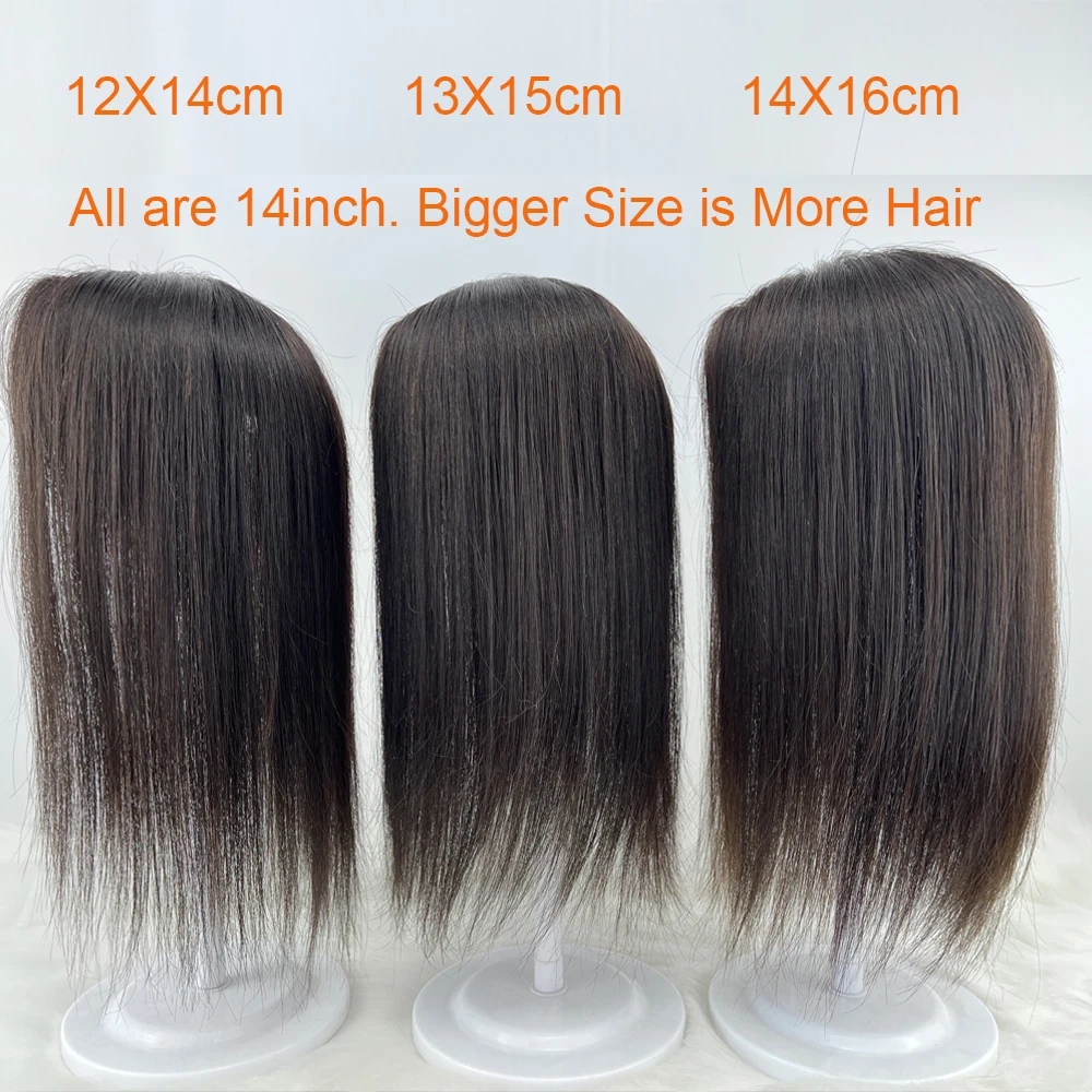 16x18CM vierge européenne cheveux humains Topper attaché à la main haut en soie toupet Base en soie respirant pièce de cheveux avec Clips pour les femmes