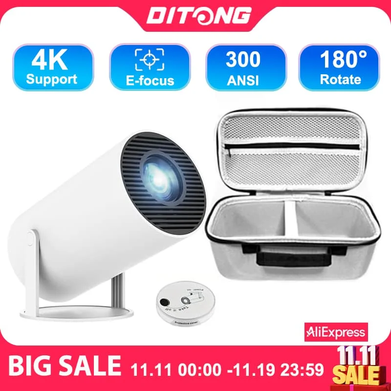 DITONG hy300 pro новый проектор 4K Android Wi-Fi 1080P 1280*720P HD домашний кинотеатр уличный портативный видеофильмы светодиодный мини-проектор
