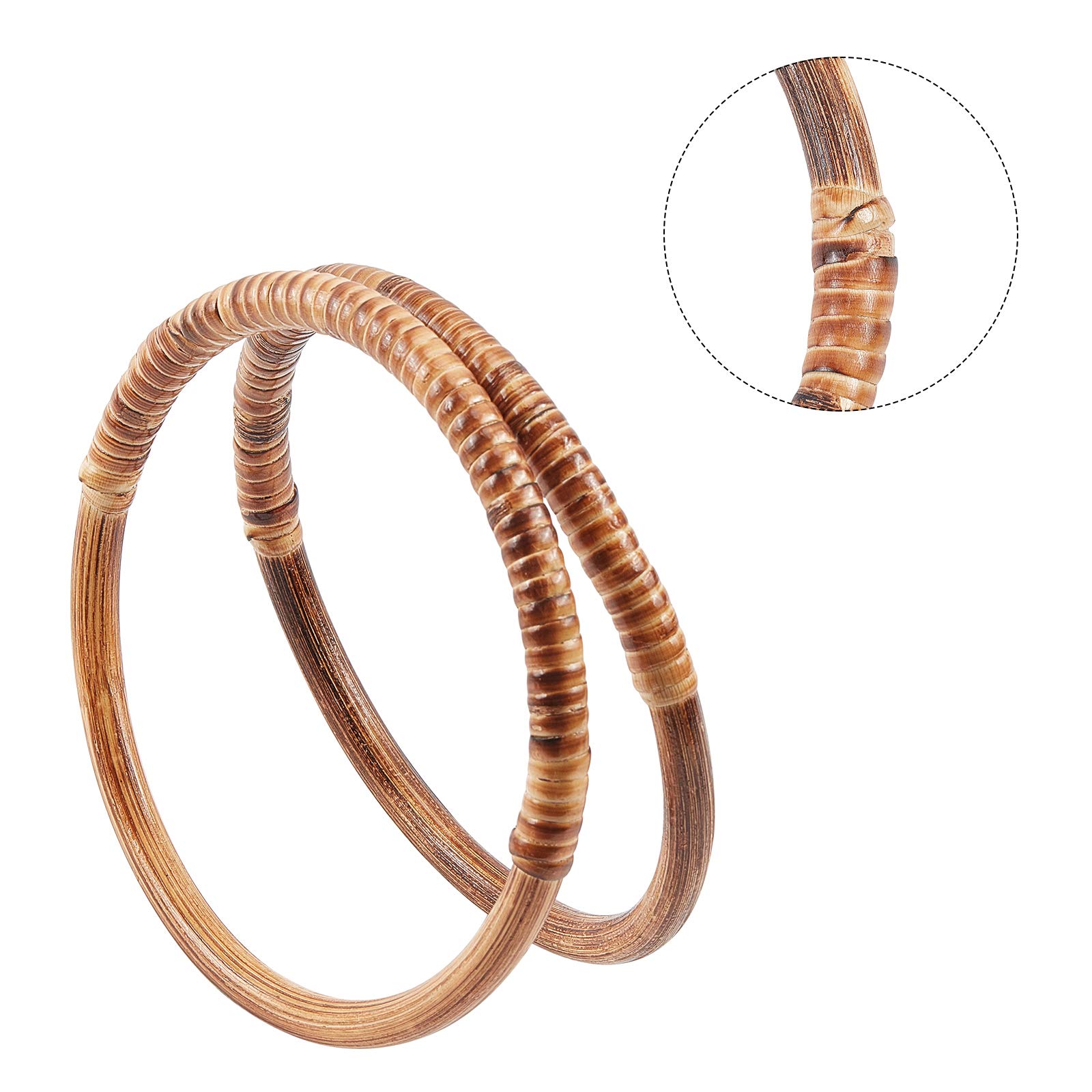 2 Stück Rattan-Griffe aus gewebtem Holz, rund, 15,2 cm, dekorative Ersatzgriffe für handgefertigte Taschen, DIY gehäkeltes Geldbörsen-Zubehör