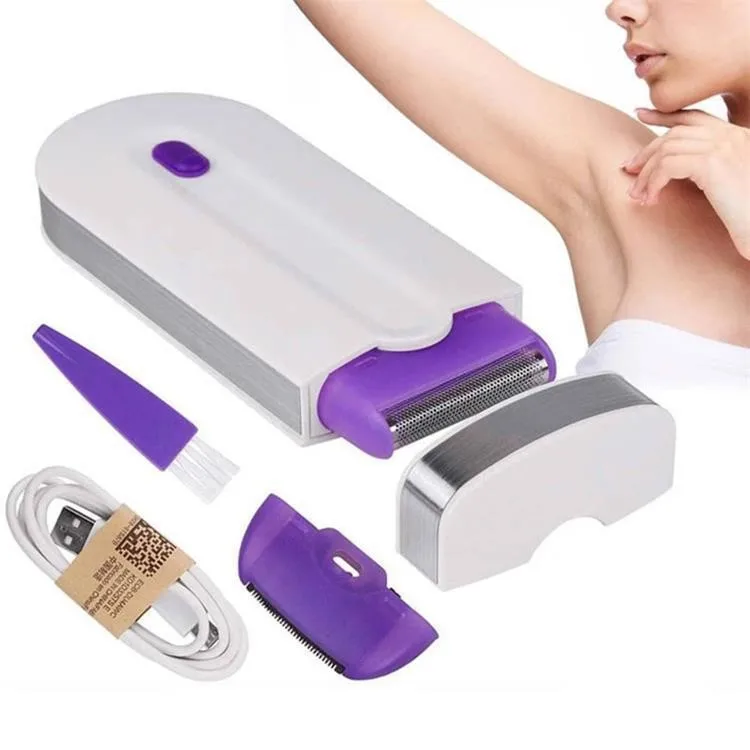 มีดโกนแบบชาร์จ USB แบบไม่เจ็บปวด, เครื่องมือกําจัดขนสําหรับผู้ชายและผู้หญิง, กําจัดขนบนใบหน้า, ขา, บิกินี่และริมฝีปากอัตโนมัติแบบหมุน