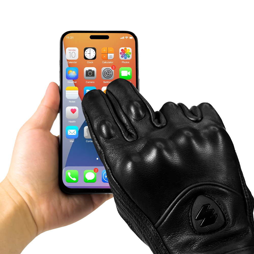 Retro perseguição perfurado luvas de couro real da motocicleta moto luvas à prova dwaterproof água engrenagens protetoras da motocicleta motocross luvas presente