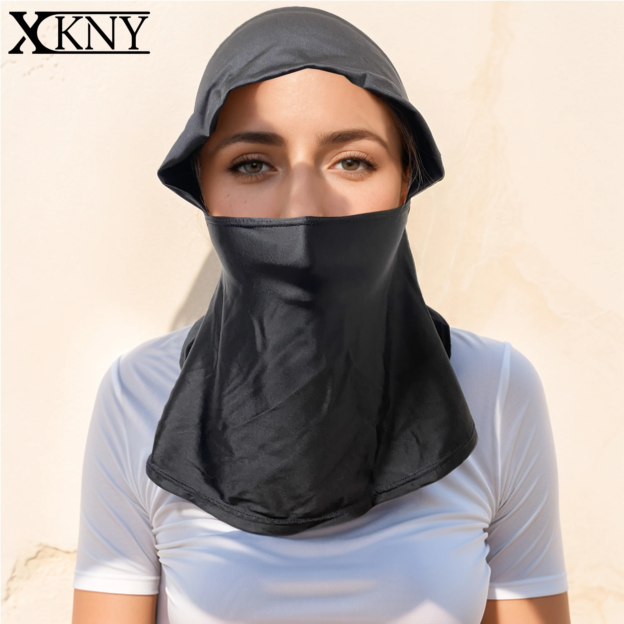 XCKNY Glossy Series Vollgesichtsmaske, Seide, glatt, verlängerter Nackenschutz, außen, Radfahren, Sport, Satin, glänzende Kopfbedeckung