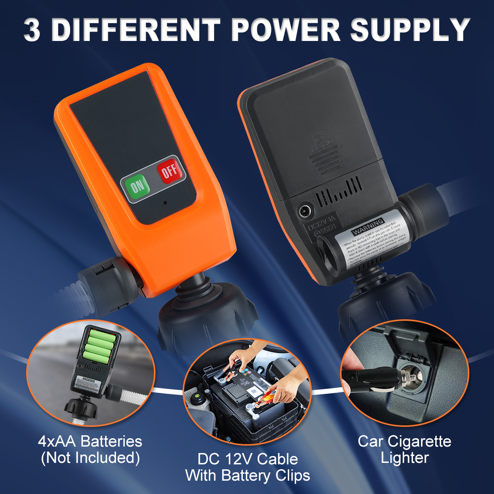 Bomba de transferência de combustível com sensor de parada automática, proteção contra vazamento, bomba de transferência de 3.2gpm com adaptador de 4 tanques, transferência de combustível de água e óleo dc 12v