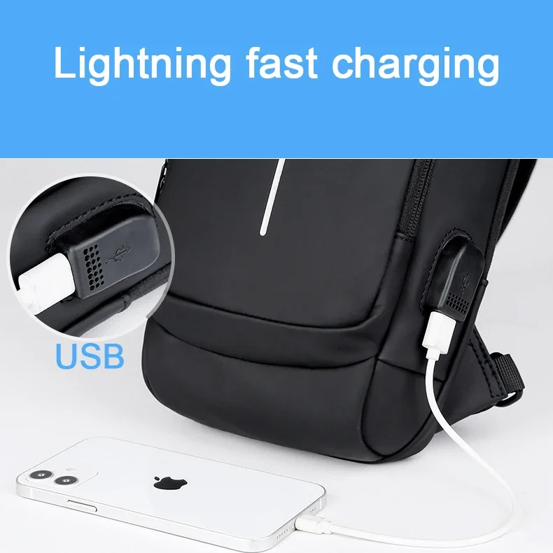 Waterdichte Casual Borsttas Mannen Multifunctionele Anti-diefstal USB Opladen Mannen Crossbody Tas Lakleer Reizen Borsttas Pack Mal