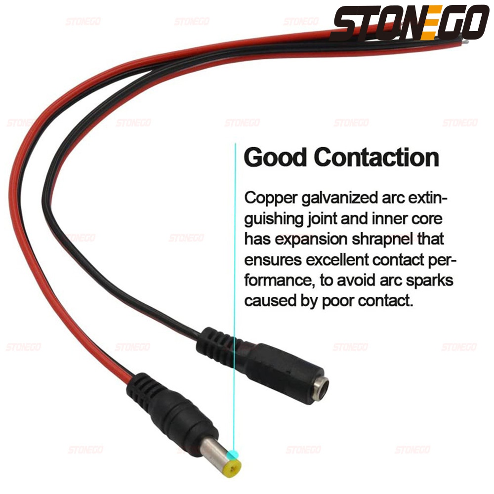 STONEGO 10/20/50 Uds 12V conectores de CC macho hembra Jack Cable adaptador de línea enchufe fuente de alimentación 5,5x2,1mm