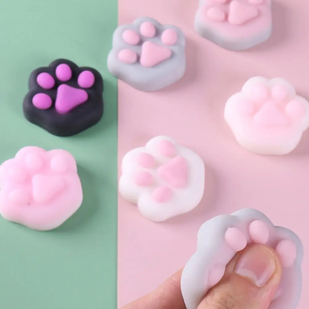 Soft Sensory ของเล่น Mini Cat Paw Squeeze ของเล่นซิลิโคน Fidget ของเล่นการ์ตูน Fidget ของเล่น TPR 3D Pinch Decompression ของเล่นเด็ก