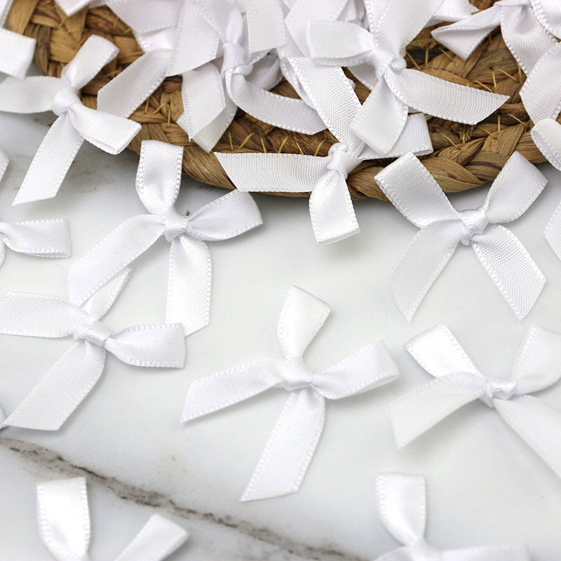 (50 Pcs) 4*4cm Colourful Ribbon Bows Small Size Polyester Satin Ribbon Bow Flower DIY Craft Decoration