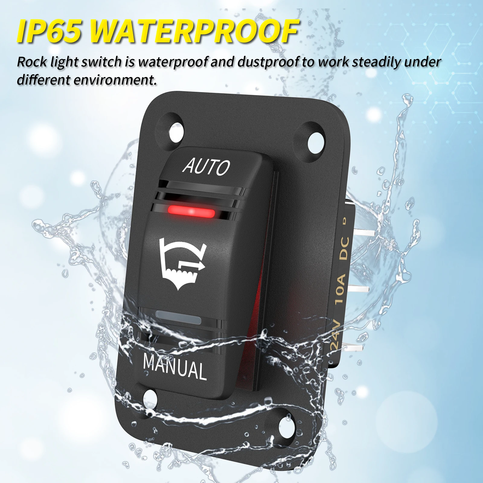DaierTek-interruptor basculante de bomba de sentina de 3 vías, resistente al agua, 12V, 24V, 4 pines, 20A, SPDT, Panel de interruptor de bomba de sentina automática/apagado Manual con luz LED