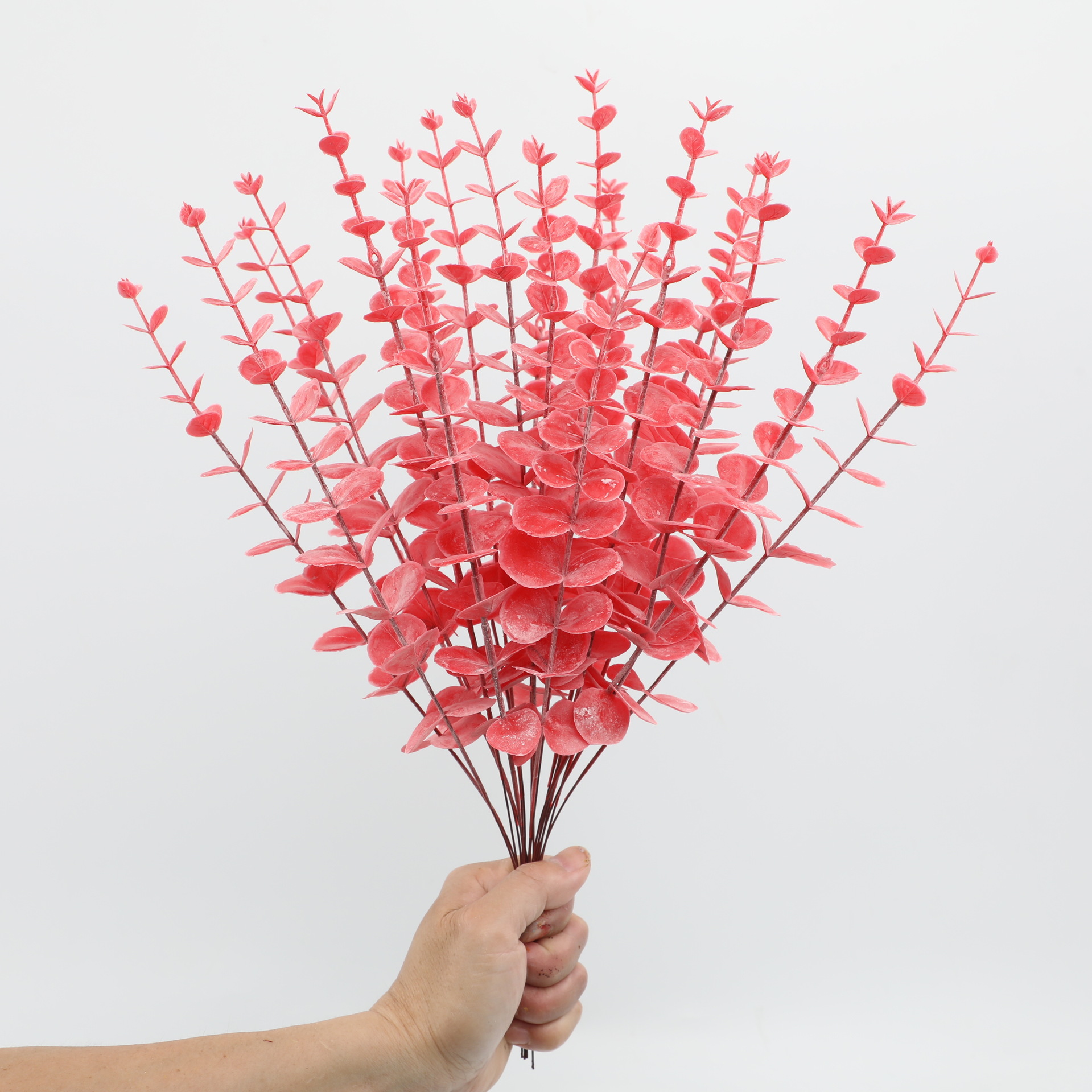 Simulação de flor artificial ouro eucalipto extra grande flor seca flor de plástico casa prop decoração de planta verde