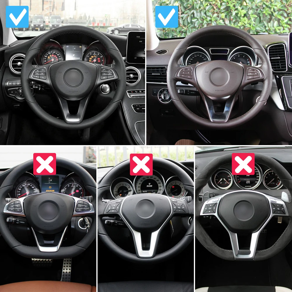 Protector para volante de coche, embellecedor para Mercedes Benz A B C CLA CLS W176 W246 W205 W117 W218 W213 C300 C63 CLS550 C180 C200 C260 B200