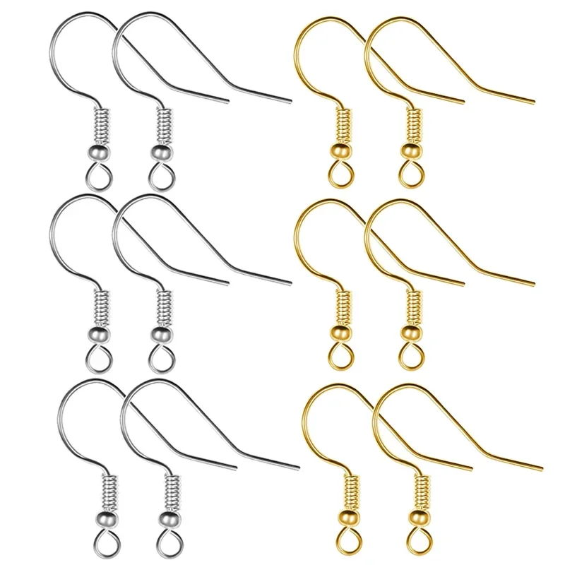 100/200pcs DIY ต่างหูต่างหู Clasps Hooks สแตนเลส Hypoallergenic ต่างหูทําอุปกรณ์เสริม Hook Earwire