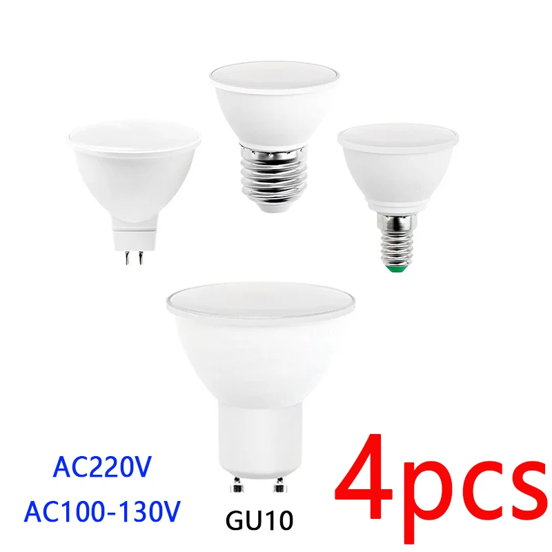 4 Uds foco LED 220V 110V GU10 MR16 E27 E14 bombilla LED 12W 9W 6W 3WLED lámpara proyector Lampada GU5.3 bombilla de maíz Ampolla