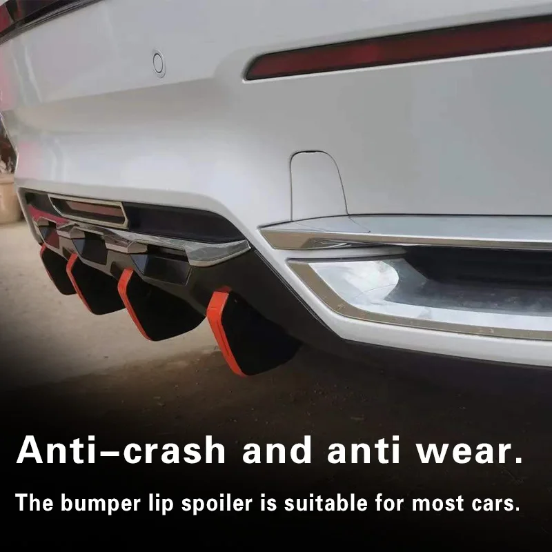 4 pçs universal abs carro modificado amortecedor traseiro difusor spoiler traseiro lábio difusor anti-colisão acessórios incluídos