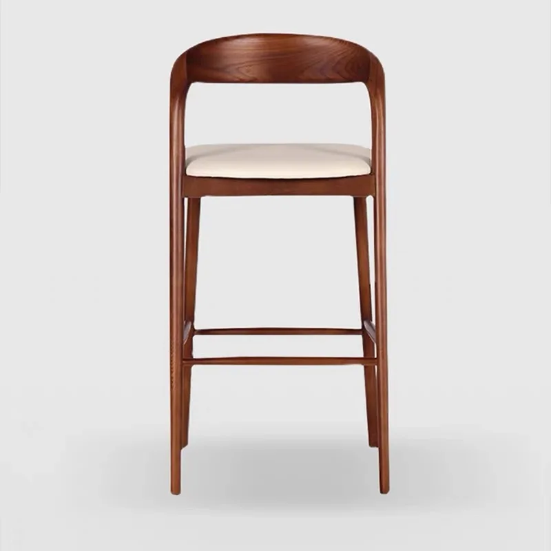 Taburete de Bar moderno Simple blanco Tsubon, silla de Bar de madera, respaldo, taburete alto de madera maciza para el hogar, silla de Bar de cafetería