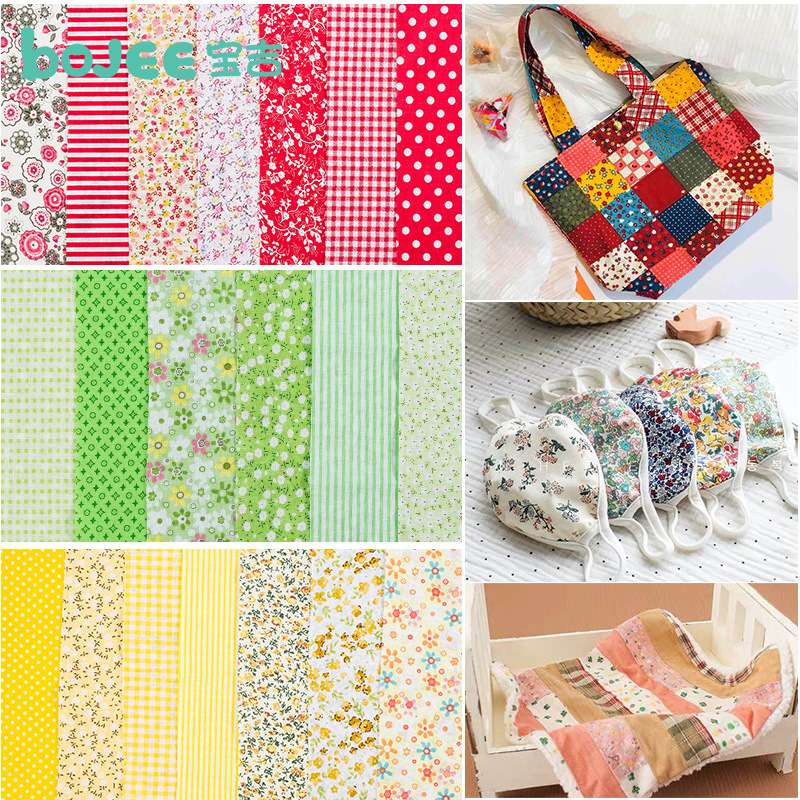 7 pçs 25x24cm mix floral listra tecido de algodão impresso pano costura estofando tecido para retalhos bordado diy material artesanal