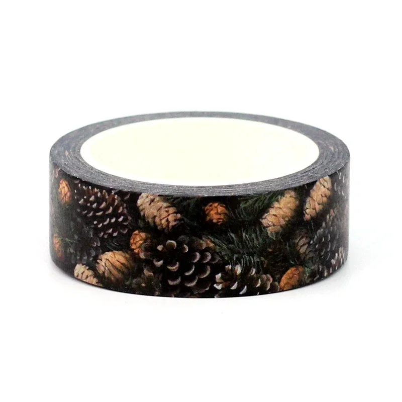 2024 새로운 1PC 10M 장식 크리스마스 Pinecone Washi 테이프 Scrapbooking Journaing 접착 마스킹 테이프 귀여운 편지지