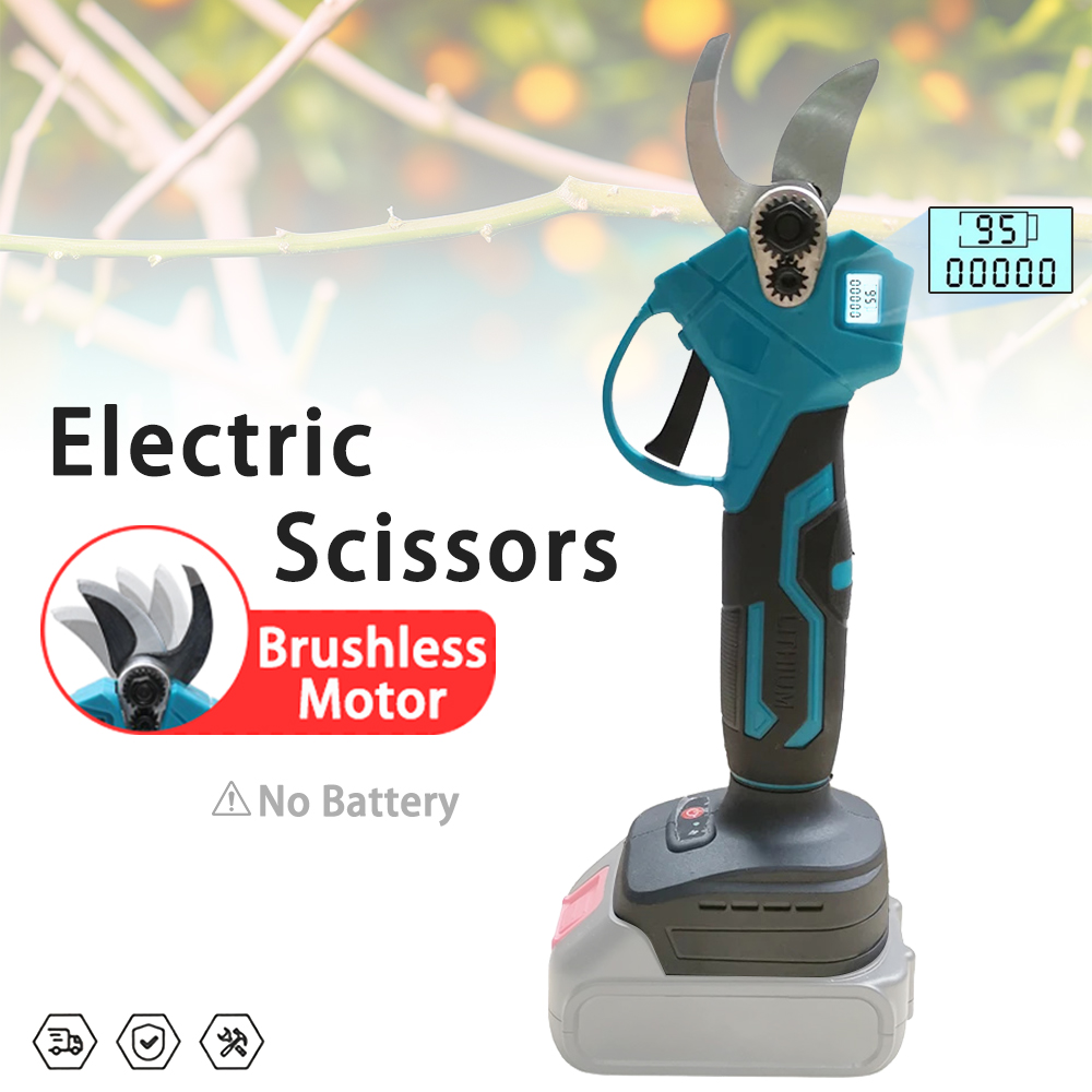 Tesoura de poda elétrica sem escova com display led ferramenta de jardim podador sem fio tesoura de jardim elétrica caber makita sem bateria