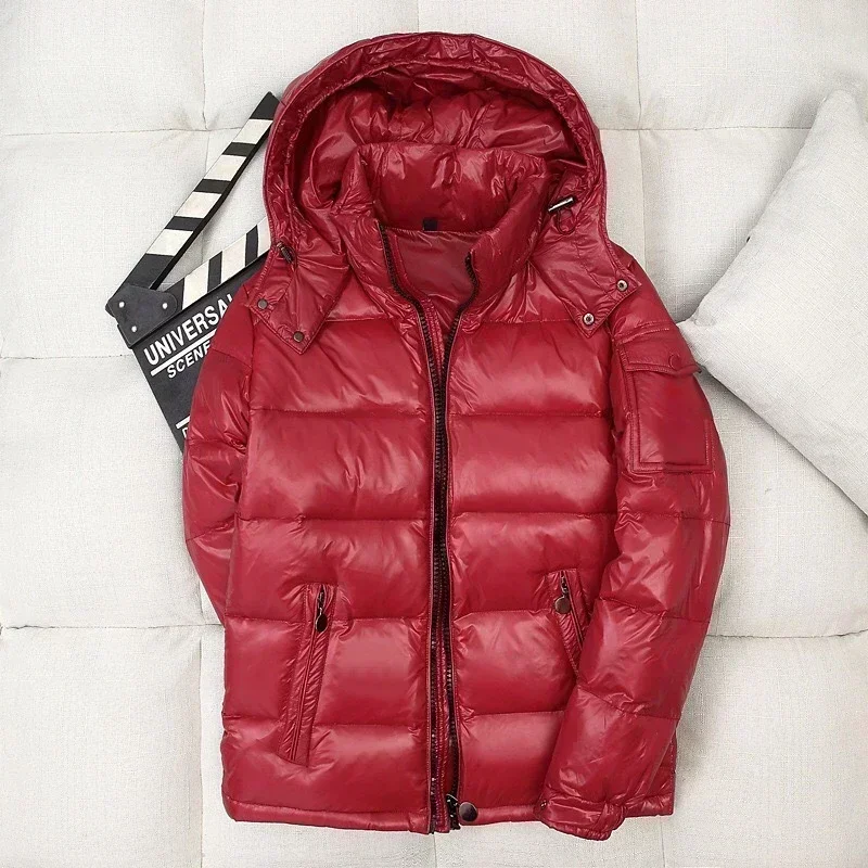 ฤดูหนาวใหม่ผู้ชายสีดําเงาปักเป้าแจ็คเก็ต Hooded Casual เป็ดลงเสื้อคุณภาพสูงชายกลางแจ้ง Windproof แจ็คเก็ตอุ่นขนาด 4X