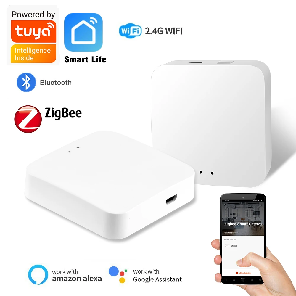 Tuya – passerelle multimode intelligente sans fil, Bluetooth ZigBee Mesh Hub, contrôle de maison intelligente, application Smart Life, fonctionne avec Alexa Google Home