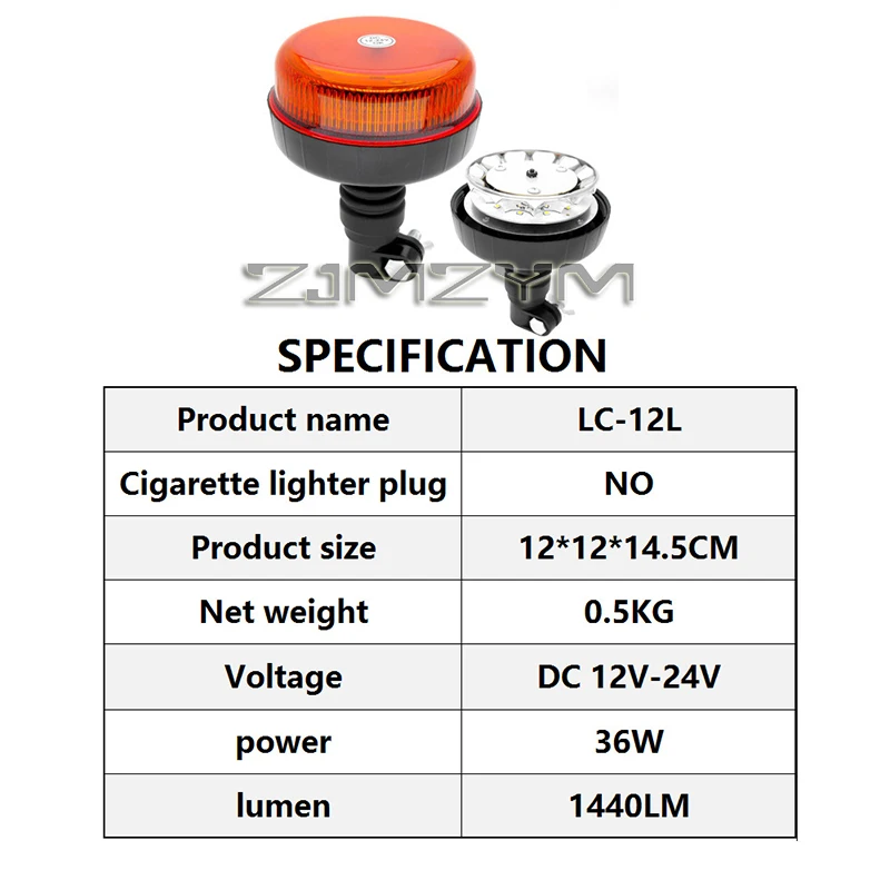 12V 24V Emergency Strobe Light Warning Beacon Rotating Light With Screws 12 LED Pole Mounted Flashing Light
