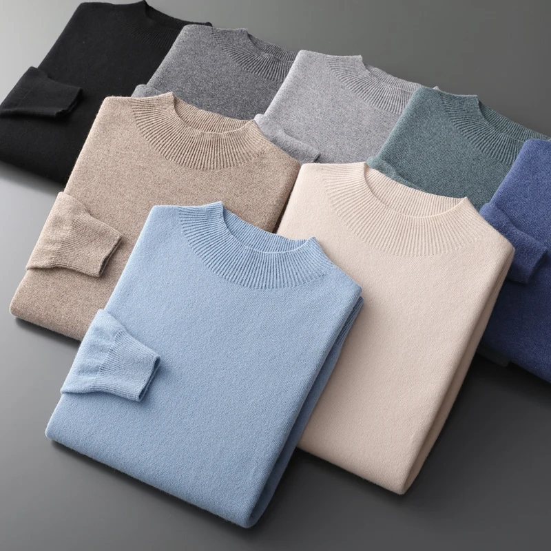 100% zuivere wol kasjmier trui heren halve coltrui casual mode verdikking top breien trui