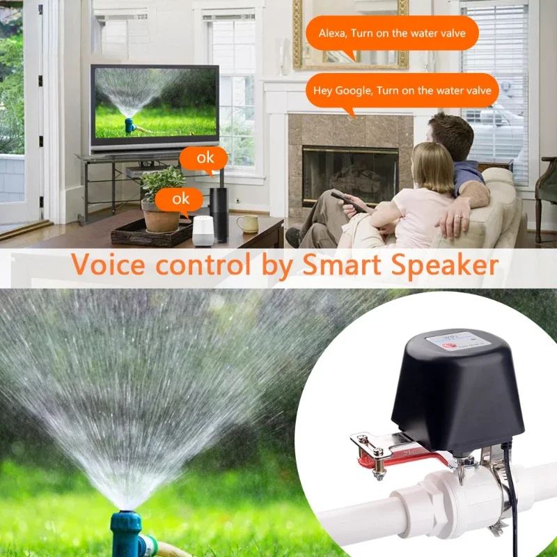 Tuya-válvula de agua inteligente con WiFi, válvula de Gas, Control de sincronización, grifo inteligente de jardín para soporte de agua, asistente de Google Alexa, aplicación Smartlife