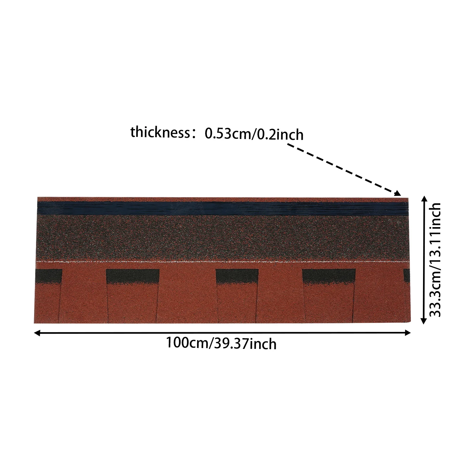 16 sztuk płytek asfaltowych o wymiarach 100 * 33,3 cm o grubości 5,3 mm - Czerwony Chiński, , , Nadaje się do płytek dachowych willi