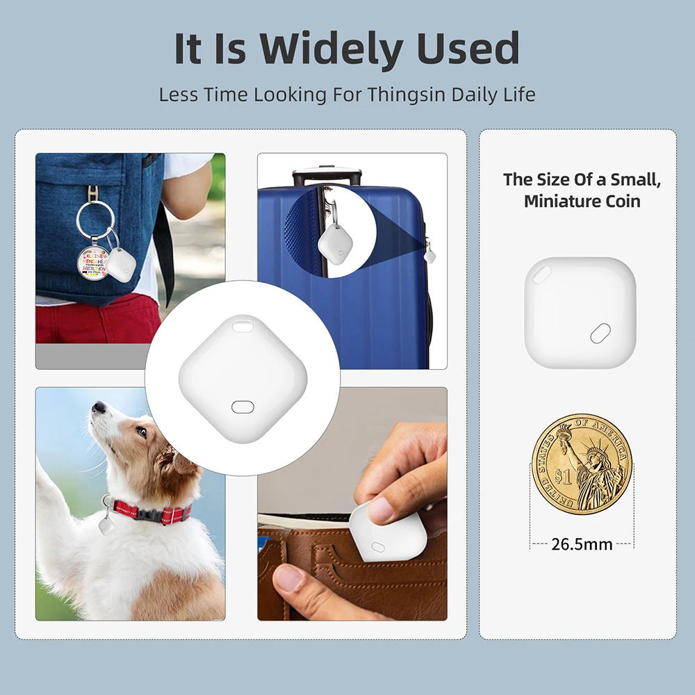 Mini buscador de llaves, rastreador Bluetooth, funciona con Apple Find My (solo iOS), localizador GPS con etiqueta inteligente, dispositivo de seguimiento, buscador de artículos para mascotas y coches