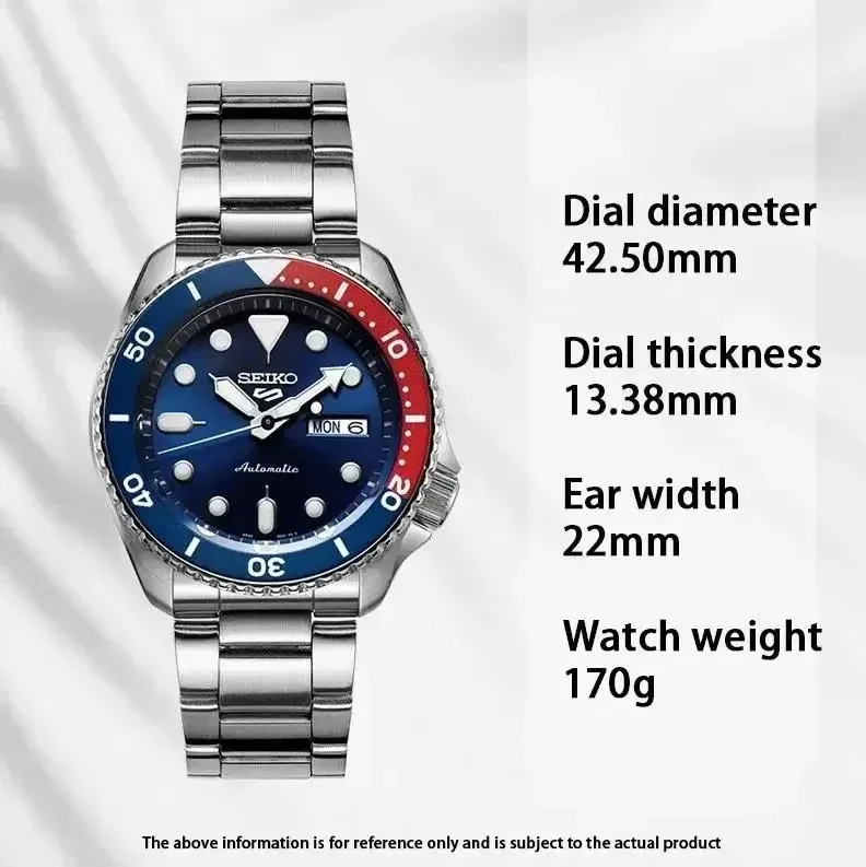 Reloj SEIKO Original 5 serie deportiva, relojes de pulsera clásicos de moda de cuarzo giratorios redondos con banda de acero resistente al agua automática