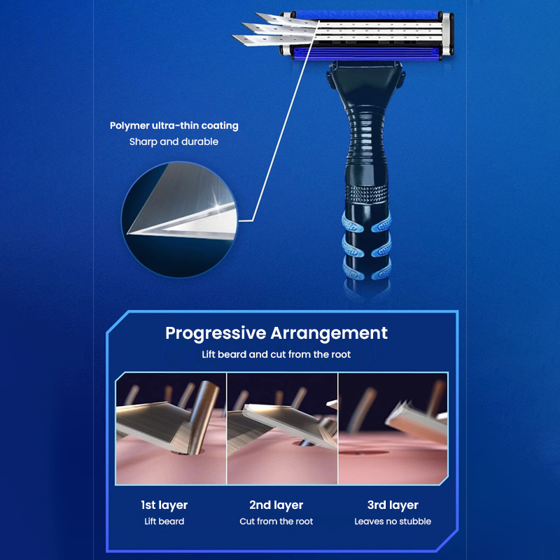 Set di rasoi da barba da barba Gillette Vector 3 Premium da uomo con lama a 3 strati