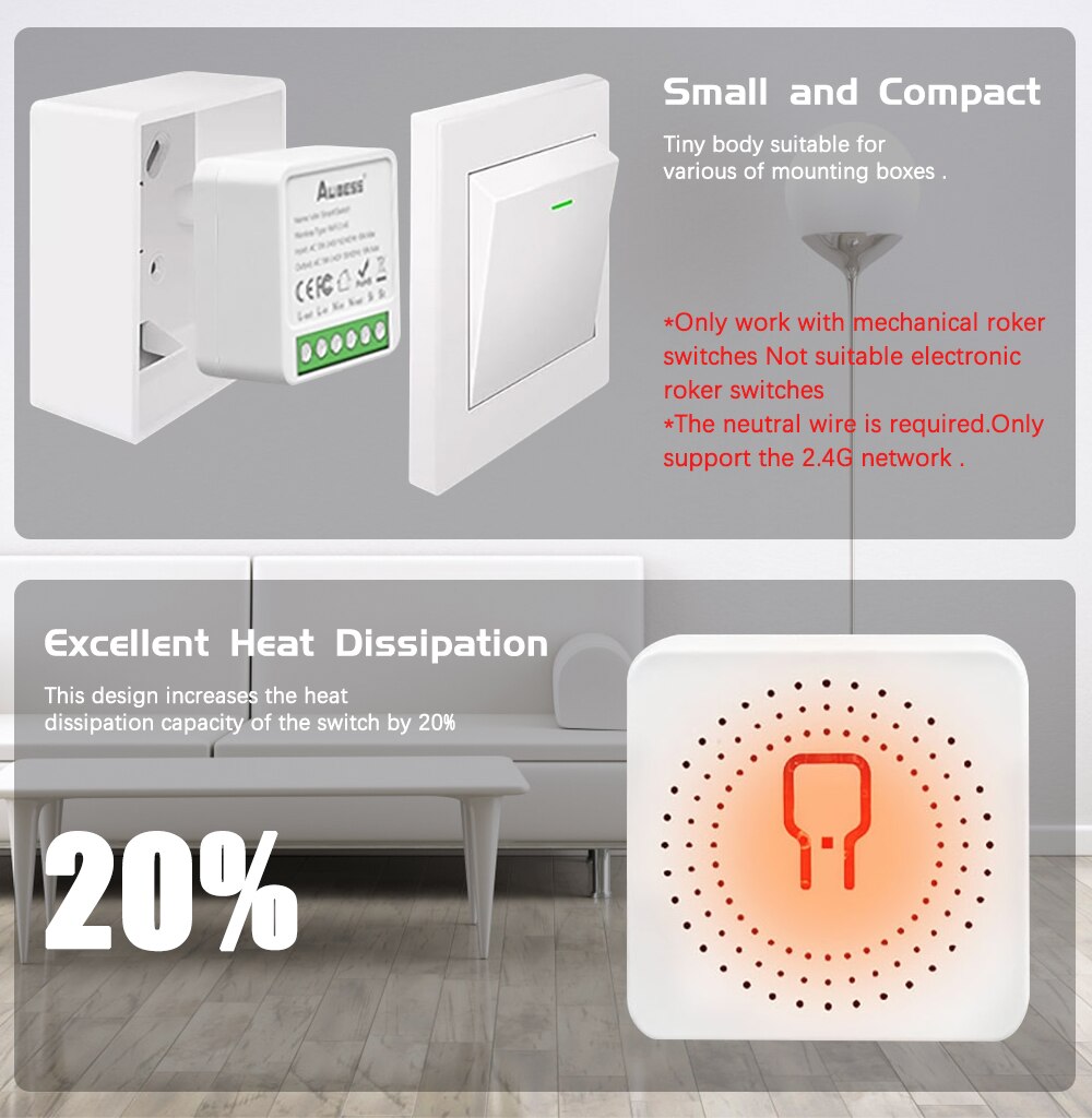 Wifi mini interruptor inteligente 16a diy interruptores de luz 2 vias sem fio casa inteligente com tuya vida inteligente app alexa google casa