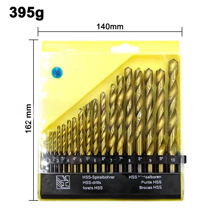 19 pçs m35 cobalto redondo alça reta conjunto de broca métrica 1mm-10mm brocas adequadas para metal duro de aço inoxidável