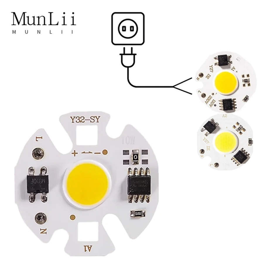 MunLii No necesita controlador 220V LED COB Chip 3W 5W 7W 10w 12w lámpara de Chip LED bombilla LED IC inteligente para luz de inundación blanco frío blanco cálido
